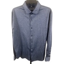 Hart Schaffner Marx 100 Cotton Blue Geometric Long Sleeve Shirt Men's Large