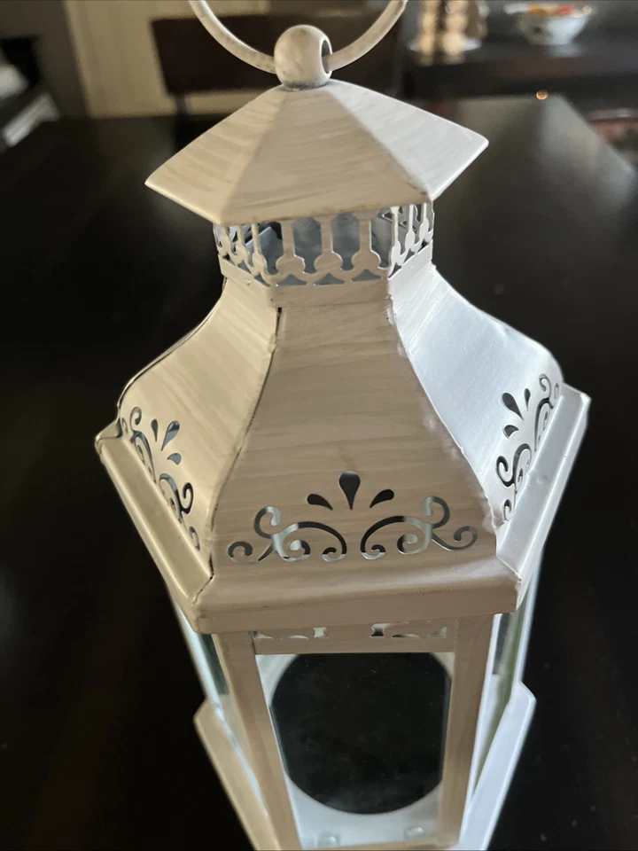 Ashland Medium White Rustic Metal Lantern Candle Holder  10" H - Image 2 of 4