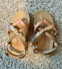 Blowfish Malibu Girls Strappy Sandals Tan/Pink/Gold Toddler 8 Hook  Loop