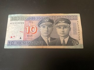 10 Lithuania Litu banknote dated 2007