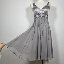Vintage Sue Wong woman s silver crystal stone fairycore whimsical size 4 dress