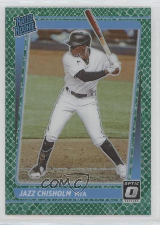 2021 Donruss Optic Rated Green Dragon Prizm 12/88 Jazz Chisholm Rookie RC 0r2f