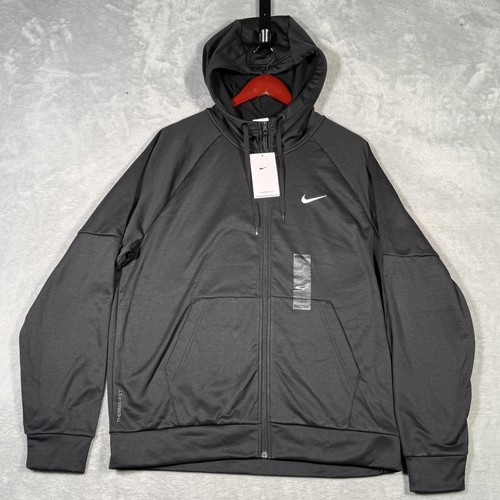 Nike Therma-FIT Hoodie Jacke Herren Large schwarz durchgehender Reißverschluss Training DQ4830-010