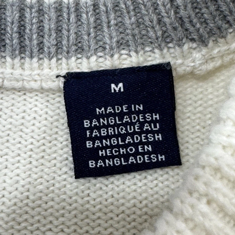 Suéter Chaps Ralph Lauren Tejido Pesado Crema Para Hombre Mediano Bandera de EE. UU. Bordada Foto 4 de 4