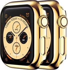 2 Pack Tempered Glass Screen Protector Case for Apple Watch Series 3 42mm Gold