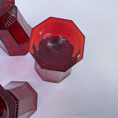Independence Octagonal Ruby Red Iced Tea Glass Tumblers 8oz - Set Of 4 - Picture 11 of 11