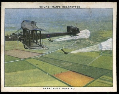 Tabakkarte, Kirchenmann, DIE RAF bei der Arbeit, 1938, Fallschirmspringen, #43