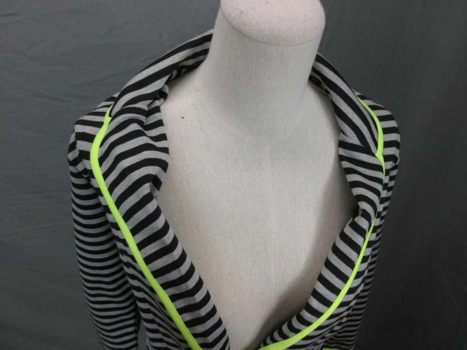 Olsenboye Size S Womens Gray Striped 3/4 Sleeve Collared One-Button Blazer T613 - Image 2 of 4