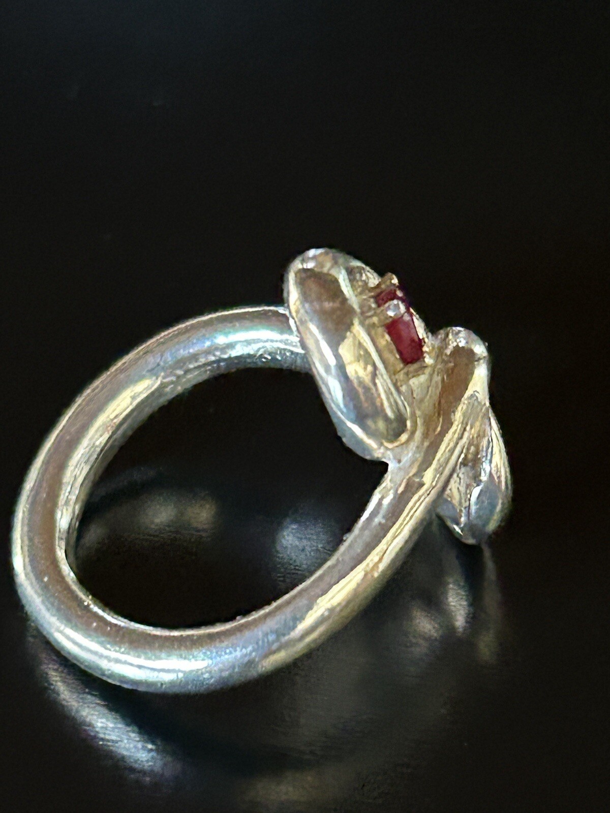 Ruby Infinity Shape Sterling Silver RING Size 4.5… - image 10