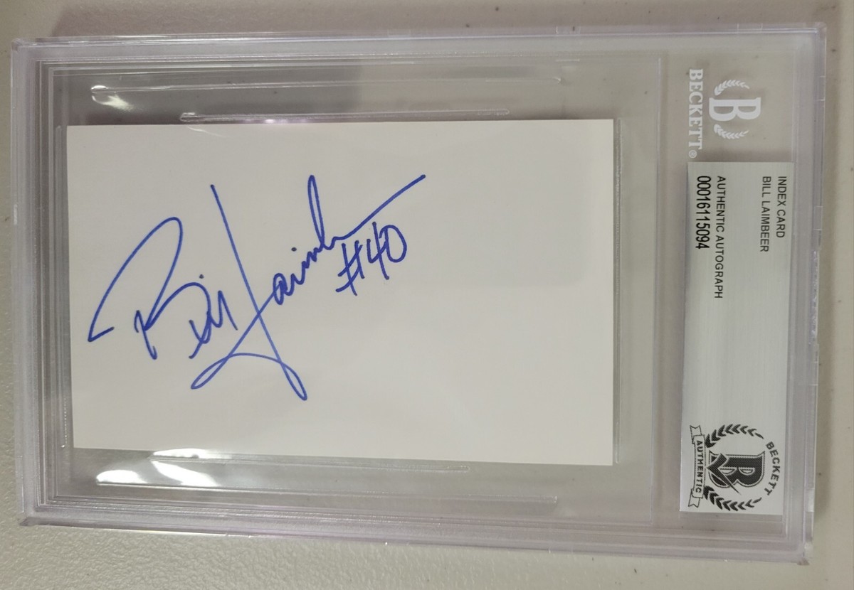 Bill Laimbeer Signed 3x5 Index Card Beckett Detroit Pistons 