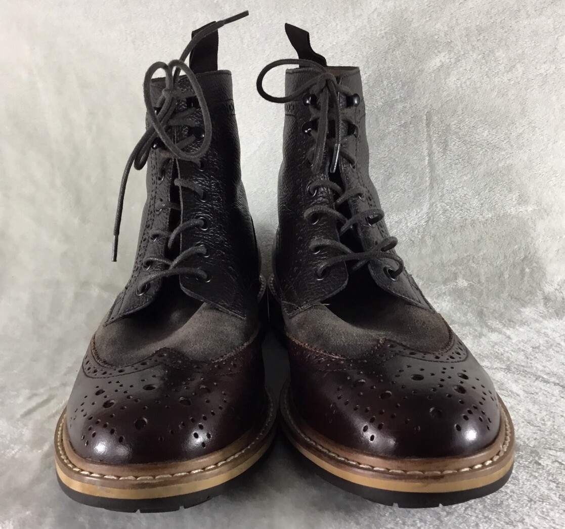 1901 Ankle Boots Mens 10M Wing Tip Brogue Oxford Brown  display picture 1