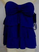 Kenneth Cole Reaction S Small Indigo Ruffled New Womens Swimwear Tankini Top