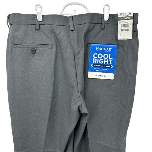 Haggar Mens Cool Right Performance Flex Dress Pants Classic Fit 38x29 Gray NWT - Bild 18 von 19