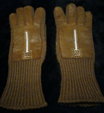 Women's One Size Vintage WPL 8931 Brown Lionhead Medallion Driving Gloves
