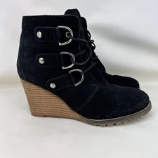 Diba True Better Now Wedged Suede Boots Black Women’s Size 8 M