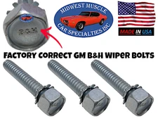 3 GM NOS Windshield Washer Wiper Motor Bolts With Correct Head Marking Stamp B&H