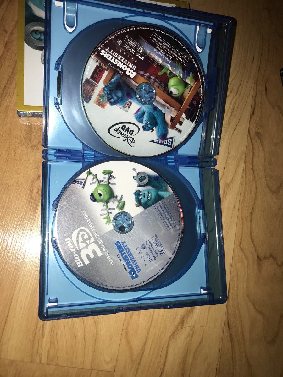 DISNEY PIXAR MONSTERS UNIVERSITY 3D BLU-RAY DVD COLLECTORS