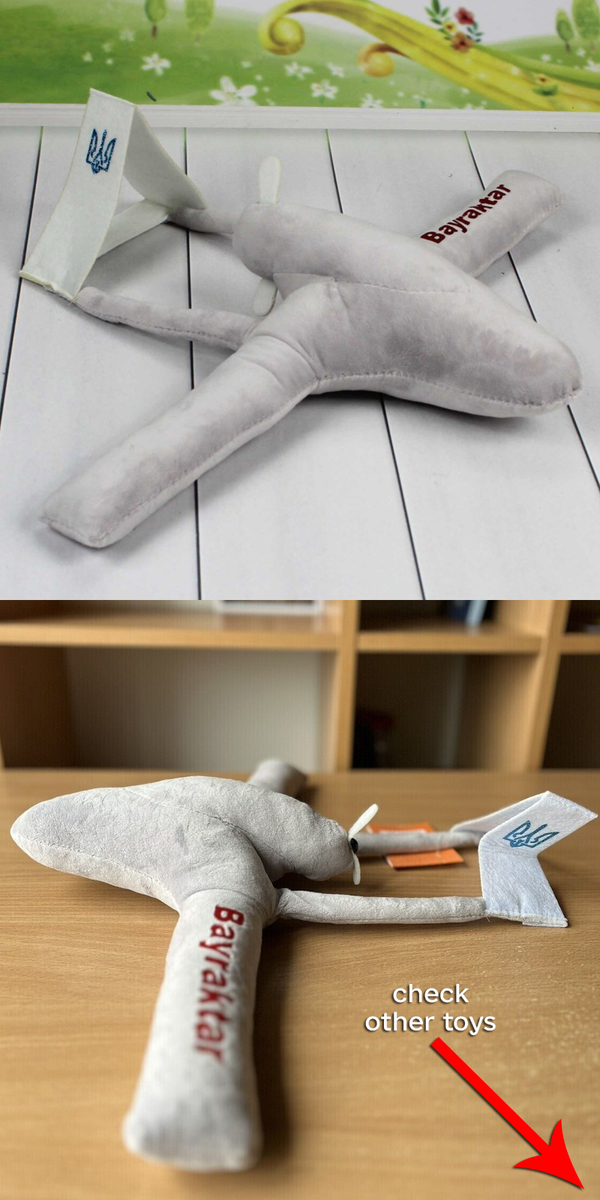 Peluche Bayraktar Drone 45 Cm Giocattolo Morbido Made In Ucraina 2022