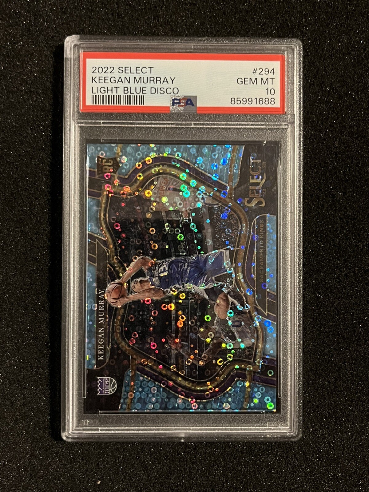 2022 Select Keegan Murray #294 Courtside Light Blue Disco Prizm RC #82/99 PSA 10