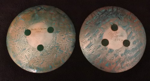 Enamel Copper 6" Dish Dated & Signed Mary Pilgrim Lot of 2 - Picture 3 of 3