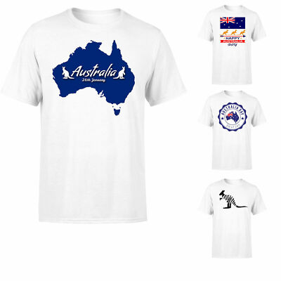 Australian Day Flag Kangaroo Herren Damen Kinder weißes T-Shirt Unisex Tee Top