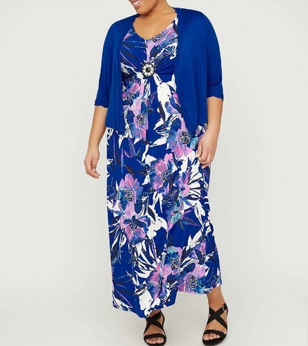 Catherines Plus Blue Floral MEDALLION 