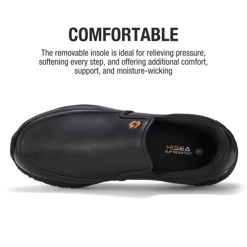 HISEA Men Non Slip Shoes Water & Oil Resistant Cushioning Kitchen Chef Work Shoe - Picture 8 of 31