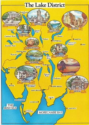 20061 - Postcard showing map of the Lake district