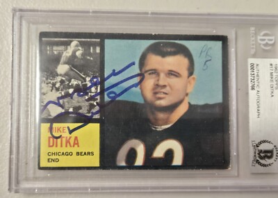Mike Ditka Signed 1962 Topps #17 Rookie Card Chicago Bears