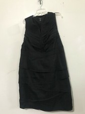 Alfani Plus Size 16W Black Ruffle Pleat Step Neck Plunge Women Dress Stylish