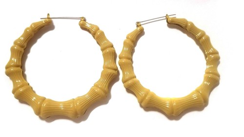 LARGE BAMBOO HOOP EARRINGS ASSORTED BRIGHT COLORS 3.5 INCH HOOP EARRINGS - Picture 21 of 25