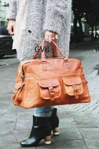 COACH Borsone Borsone 16" Donna Vintage Marrone Vera Pelle Palestra Pernottamento Weekend