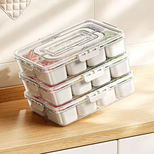 Divided Serving Tray with Sealing Lid wi/Handle 8 Compartment Snack Serving Tray - Picture 12 of 20