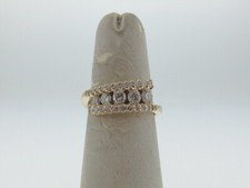 Estate Genuine Graduating Diamonds SOLID 14K Yellow Gold Ring Free Sizing