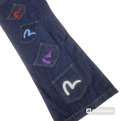 Vtg EVISU Jeans Y2k Multi Pocket/Color Wide Leg Skater Japan Vtg EVISU Jeans Y2k Multi Pocket/Color Wide Leg Skater Japan