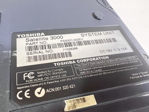 Vintage Toshiba Satellite 3000 14" Pentium III, 382MB RAM, Missing Hard Drive - Picture 17 of 17
