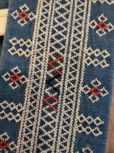 Madewell Women Embroidered Siesta Linen Blend Chambray Blue Smock Top SZ 8 - Picture 5 of 7