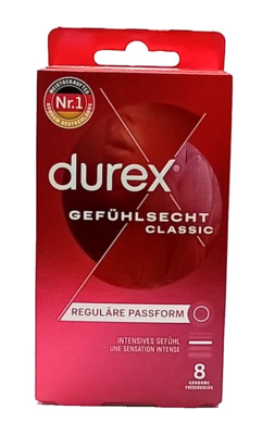 Durex Gefühlsecht Classic Kondome   reguläre Passform (8 Stück)