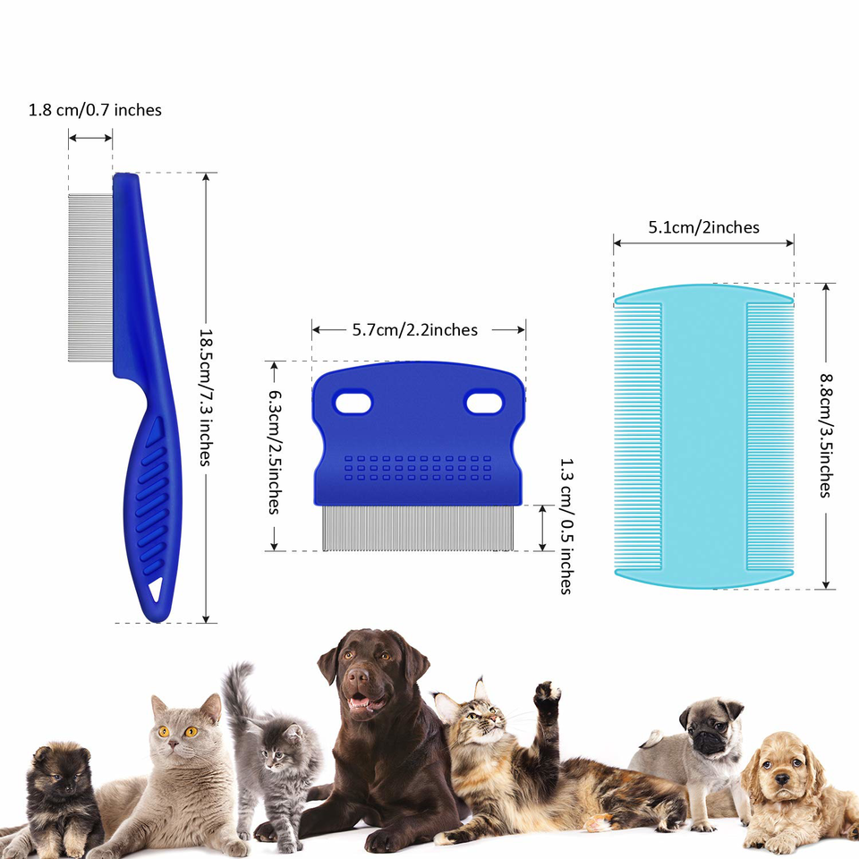 6 Pieces Pet Lice Combs Dog Grooming Flea Comb Cat Tear Stain Comb for