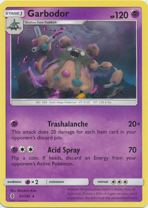 x1 Garbodor - 51/145 - Rare Pokemon SM2 Guardians Rising M/NM