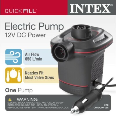  Intex Quick-Fill Air Pump Electric  12 V DC Power 650 L/min Black Car 