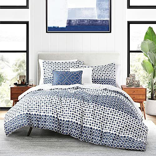 Anne Klein Isola Striped Comforter Set shop Sale special price with Pillows Full Queen Blue Decorative