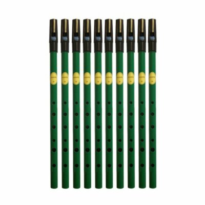 Feadog Green D Whistles, Black Top - BOX OF 10