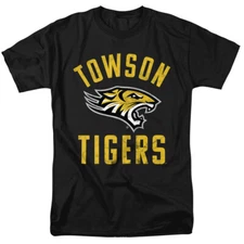 Towson University Adult T-Shirt Tigers Logo, Black, S-7XL