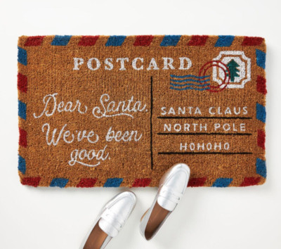 Anthropologie Dear Santa Postcard Doormat Christmas Letter Mail Floormat Rug NEW