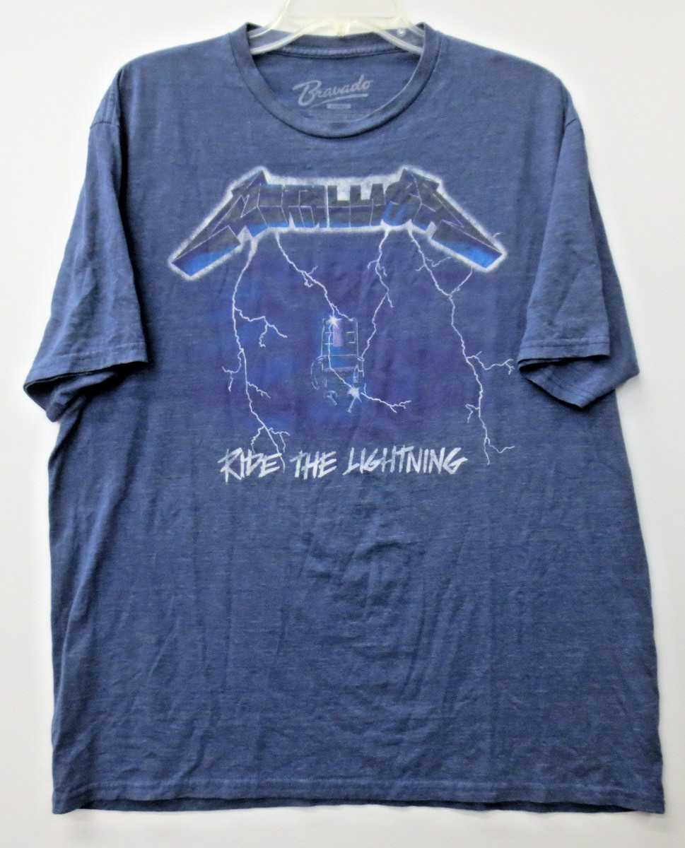 Metallica T-Shirt Men's Extra Large "RIDE THE LIGHTNING" Blue Bravado (C81)