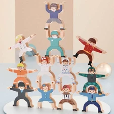 Wooden Stacking Toys Balance Toys Fine Motor Skills Coordination Family Game