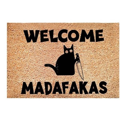 1 Stück  Dark Cat Welcome Madafakas Fußmatte mit Volldruck, Heimdekoration, K...