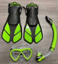 Adult Cressi Bonete Dry Snorkel Set Lime w/Travel Bag - Size S-M Lot 106 