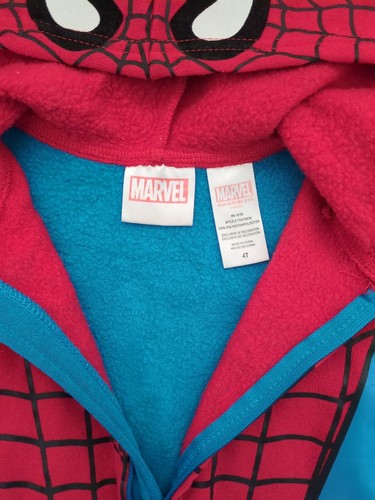 MARVEL SPIDER MAN Boys Hooded Union Suit Pajamas Toddler Size 4 - Picture 2 of 4